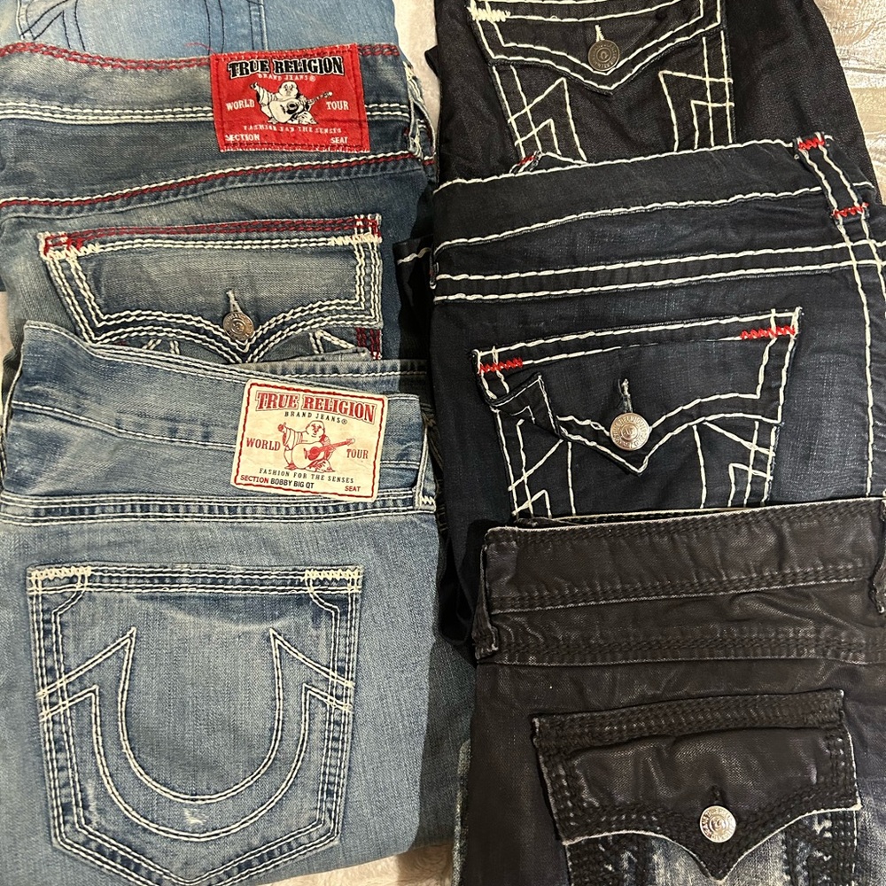 True Religion Men's Jeans - Blue and Black
